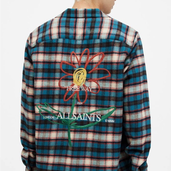 NWT Men’s All Saints Flannel Shirt - Picture 2 of 8